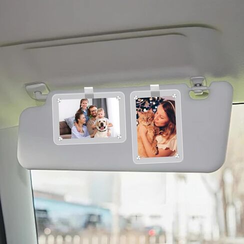 FUNOJOY Acrylic Magnetic Photo Visor Clips For Cars, Car Picture Frame Visor Clip, Drive Safe I Love You Picture Frame, Car Visor Clip For Pictures, Magnetic Acrylic Frames Gift for Dads Daughter Son in Saudi Arabia