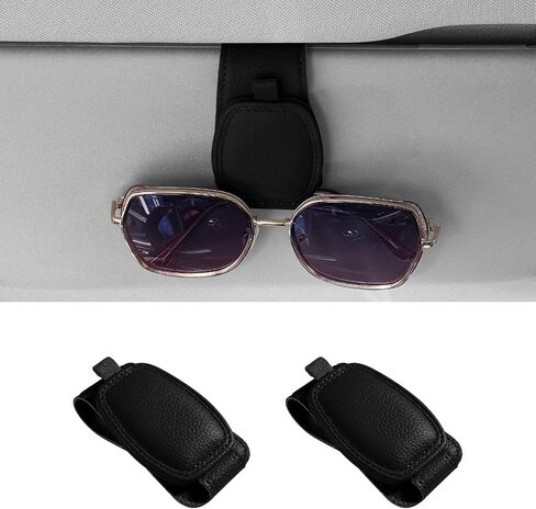 2 Pack Sunglass Holder For Car Magnetic Leather Sunglasses Holders Car Visor Sunglasses Clip Eyeglass Hanger Clip For Car Interior Visor Fit Different Size Eyeglasses (Beige) in Kuwait