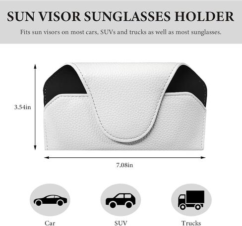 Sunglass Holder for Car Visor, Leather Sun Visor Glasses Storage Case with Magnetic Closure, Soft Sunglasses Protective Case Vehicle Visor Eyeglasses Holder for Woman Man (Black) in Saudi Arabia