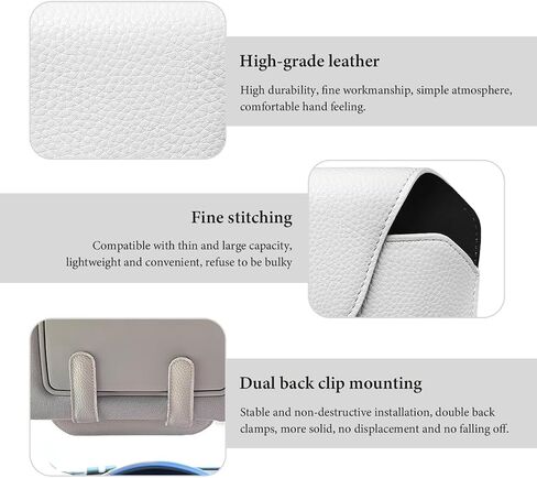 Sunglass Holder for Car Visor, Leather Sun Visor Glasses Storage Case with Magnetic Closure, Soft Sunglasses Protective Case Vehicle Visor Eyeglasses Holder for Woman Man (Black) in Saudi Arabia