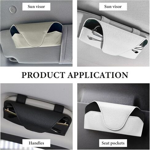 Sunglass Holder for Car Visor, Leather Sun Visor Glasses Storage Case with Magnetic Closure, Soft Sunglasses Protective Case Vehicle Visor Eyeglasses Holder for Woman Man (Black) in Saudi Arabia