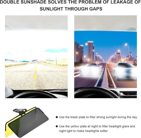 Sun Visor Extender للسيارة ، 2 في 1 في -1 ، مانع مضاد لـ UV لتمديد UVOR لليوم والليل ، مقطع على Sunvisor Extension Anti-Glare HD Hindsield Flockers لقيادة آمنة in Saudi Arabia