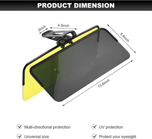 Sun Visor Extender للسيارة ، 2 في 1 في -1 ، مانع مضاد لـ UV لتمديد UVOR لليوم والليل ، مقطع على Sunvisor Extension Anti-Glare HD Hindsield Flockers لقيادة آمنة in Saudi Arabia