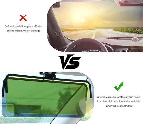 Sun Visor Extender للسيارة ، 2 في 1 في -1 ، مانع مضاد لـ UV لتمديد UVOR لليوم والليل ، مقطع على Sunvisor Extension Anti-Glare HD Hindsield Flockers لقيادة آمنة in Saudi Arabia