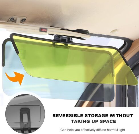 Sun Visor Extender للسيارة ، 2 في 1 في -1 ، مانع مضاد لـ UV لتمديد UVOR لليوم والليل ، مقطع على Sunvisor Extension Anti-Glare HD Hindsield Flockers لقيادة آمنة in Saudi Arabia