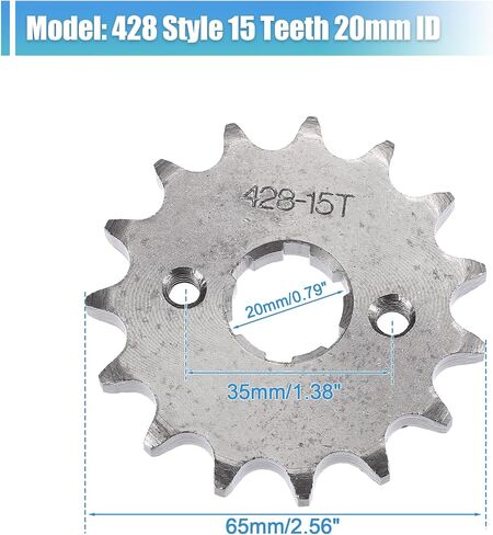 X AUTOHAUX 1 Set 428 Style 15 Teeth 20mm ID Motorcycle Front Engine Sprocket Fit for 50cc 70cc 110cc 125cc Motorcycle Dirt Pit Bike Mini Bike ATV in Saudi Arabia
