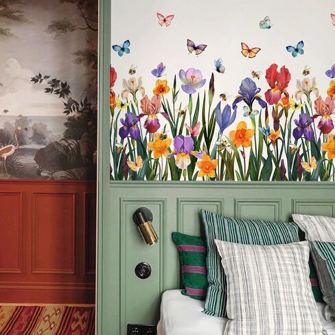 Runtoo Window Privacy Film Rainbow Flower Window Clings 3D Decorative Window Vinyl Stained Glass Floral Window Decals Static Cling Window Sticker Non-Adhesive, 15.75 x 40 inches in Saudi Arabia