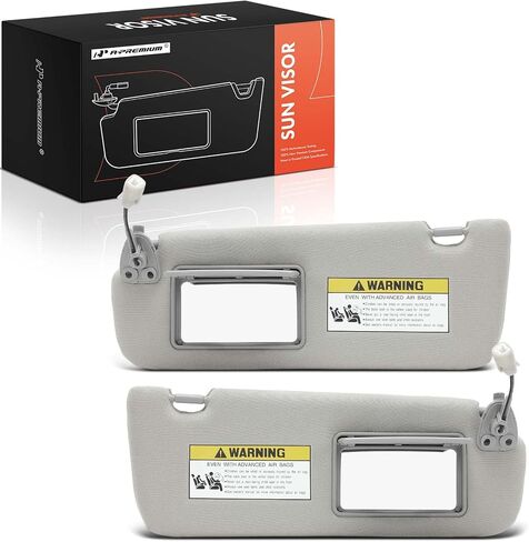 A -Premium Driver & Cassenger Sun Visor متوافق مع Hyundai Sonata 2005 2006 2007 2008 - مع Vanity Light ، مع مرآة الغرور ، مع فتحة سقف ، مع امتداد Sniding Sun Visor ، رمادي in Kuwait
