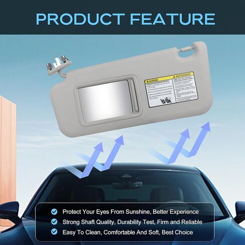 Gray Left Driver Side Sun Visor Fit for Toyota RAV4 2006 2007 2008 2008 2010 2012 2012 2013 مع Sunroof and Light يحل محل#74320-42500-B0 ، 74320-42500-B3 ، 74320-42501-B3 in Saudi Arabia