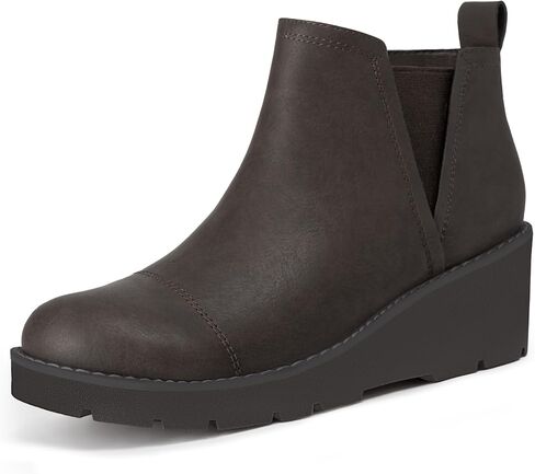 Athlefit Women's Wedge Chelsea Boots Platform Lug Sole Elastic Short Ankle Booties with Side Zipper in Saudi Arabia