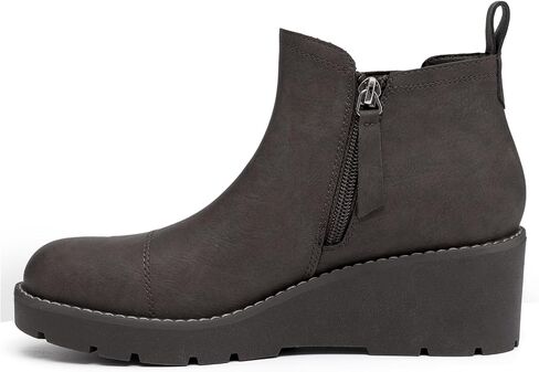 Athlefit Women's Wedge Chelsea Boots Platform Lug Sole Elastic Short Ankle Booties with Side Zipper in Saudi Arabia