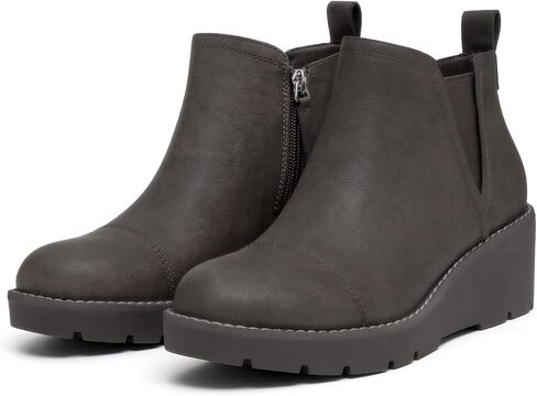Athlefit Women's Wedge Chelsea Boots Platform Lug Sole Elastic Short Ankle Booties with Side Zipper in Saudi Arabia