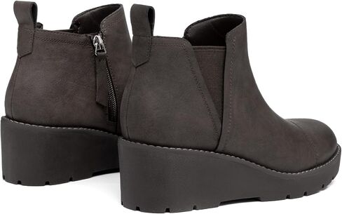Athlefit Women's Wedge Chelsea Boots Platform Lug Sole Elastic Short Ankle Booties with Side Zipper in Saudi Arabia