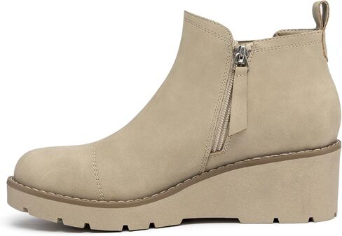 Athlefit Women's Wedge Chelsea Boots Platform Lug Sole Elastic Short Ankle Booties with Side Zipper in Saudi Arabia
