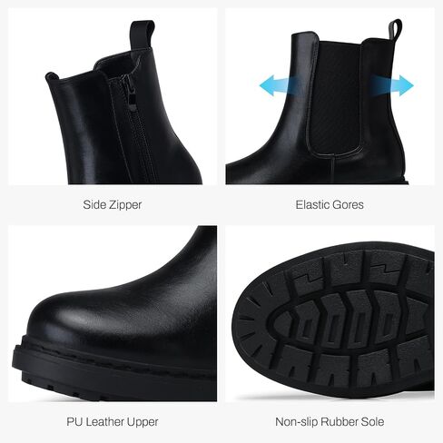 Women's Chelsea Boots Ankle: Slip on Chunky Heel Platform Booties | Side Zipper, Lug Sole Fashion Ankle Boots for Fall 2026, Casual Comfortable Chelsea Boots Shoes Size 6-11 in Saudi Arabia