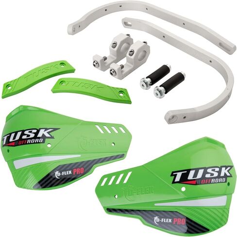 Tusk D-Flex Adventure Handguards Silver Bar/Green Plastics 7/8 "Bars for Kawasaki KLR650 1987-2018،2022-2024 in Saudi Arabia