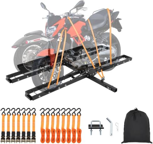 Motorcycle Tow Hitch,Dirt Bike Transport Rack for Motorcycle,Bicycle,Scooter,500LBS Dirt Bike Hauler Hitch Mount Rack with Ramp in Saudi Arabia