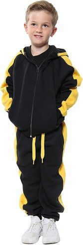 Kids Girls Boys Jogging Suit Black Fleece Tracksuit Hooded Hoodie Bottom Joggers in Kuwait