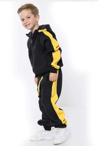 Kids Girls Boys Jogging Suit Black Fleece Tracksuit Hooded Hoodie Bottom Joggers in Kuwait
