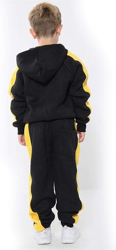 Kids Girls Boys Jogging Suit Black Fleece Tracksuit Hooded Hoodie Bottom Joggers in Kuwait
