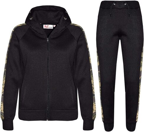 Kids Girls Boys Jogging Suit Black Fleece Tracksuit Hooded Hoodie Bottom Joggers in Kuwait