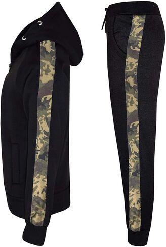 Kids Girls Boys Jogging Suit Black Fleece Tracksuit Hooded Hoodie Bottom Joggers in Kuwait