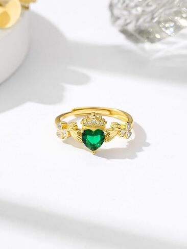 Dreamboat Sterling Silver Claddagh Rings for Women Irish Rings Clover Shamrock Green Heart Irish Gift Made In Ireland Luck Scottish Jewelry in Saudi Arabia