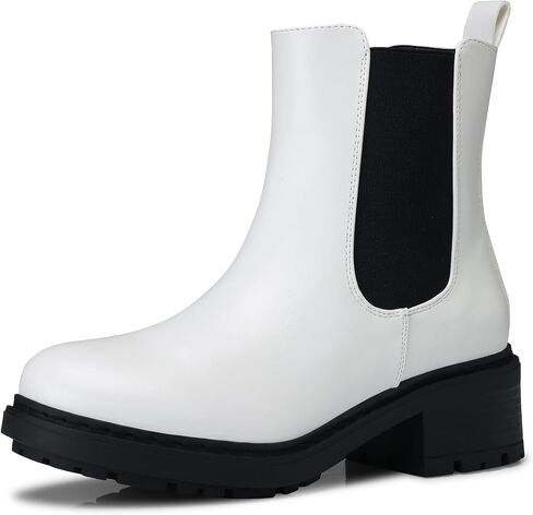 Shibever Womens Otchle Boots Chelsea: مكتنزة منخفضة الكعب مستدير أحذية تشيلسي تشيلسي للنساء - انزلق على الجوارب الكاحل المرنة خريف 2025 in Saudi Arabia