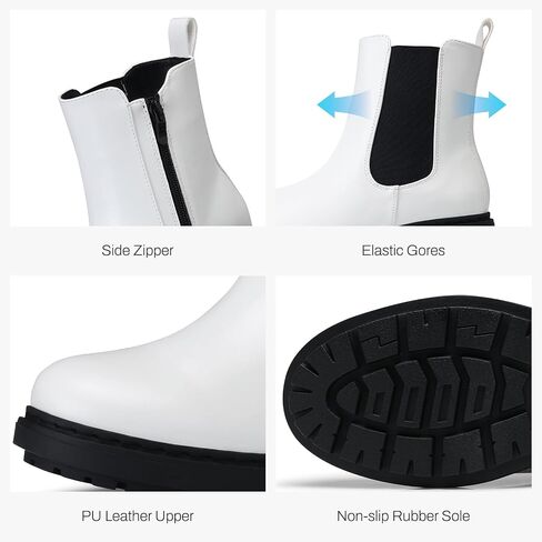 Shibever Womens Otchle Boots Chelsea: مكتنزة منخفضة الكعب مستدير أحذية تشيلسي تشيلسي للنساء - انزلق على الجوارب الكاحل المرنة خريف 2025 in Saudi Arabia