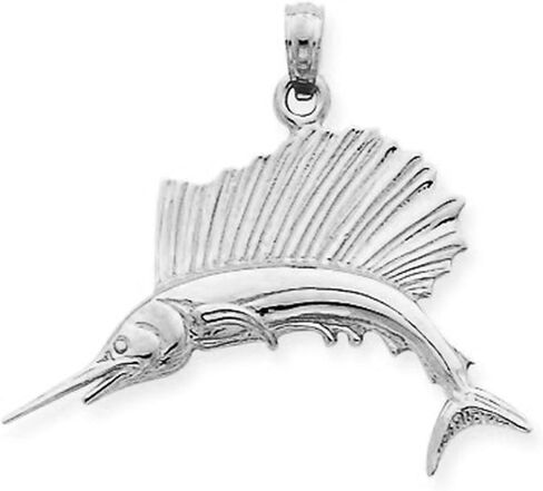 Claddagh Gold Certified 925 Sterling Silver Sailfish Deep Sea Fishing Salt Water Fish Pendant in Saudi Arabia