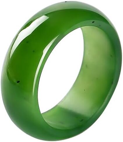 5-6mm 7-8mm عرض طبيعية Hotan Jade Rings حظا سعيدا المجوهرات الخضراء الطبيعية اليشم فنغشوي الخاتم للنساء للجنسين مع صندوق الهدايا in Kuwait