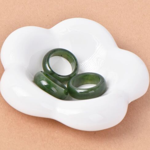 5-6mm 7-8mm عرض طبيعية Hotan Jade Rings حظا سعيدا المجوهرات الخضراء الطبيعية اليشم فنغشوي الخاتم للنساء للجنسين مع صندوق الهدايا in Kuwait