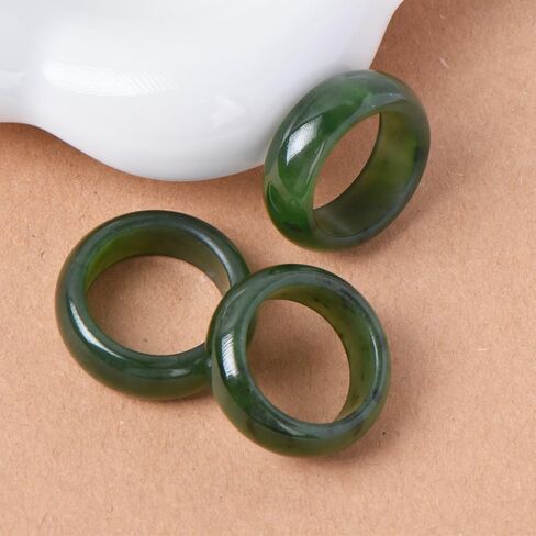 5-6mm 7-8mm عرض طبيعية Hotan Jade Rings حظا سعيدا المجوهرات الخضراء الطبيعية اليشم فنغشوي الخاتم للنساء للجنسين مع صندوق الهدايا in Kuwait