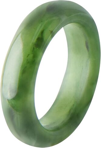 5-6mm 7-8mm عرض طبيعية Hotan Jade Rings حظا سعيدا المجوهرات الخضراء الطبيعية اليشم فنغشوي الخاتم للنساء للجنسين مع صندوق الهدايا in Kuwait