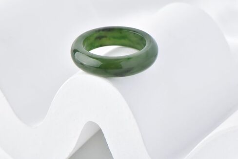 5-6mm 7-8mm عرض طبيعية Hotan Jade Rings حظا سعيدا المجوهرات الخضراء الطبيعية اليشم فنغشوي الخاتم للنساء للجنسين مع صندوق الهدايا in Kuwait