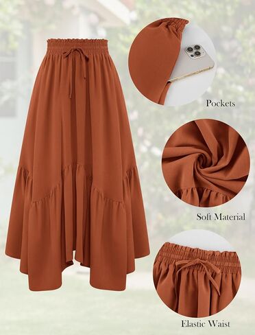Arolina Maxi Skirts for Women High Waist Renaissance Long Skirts Summer Casual Elegant A Line Flowy Skirts with Pockets in Saudi Arabia