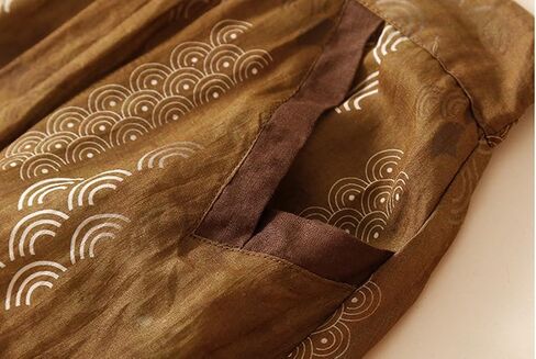 Womens Cotton Linen Skirts A Line Flowy High Waisted Vintage Printed Pattern Midi Skirt with Pockets in Saudi Arabia