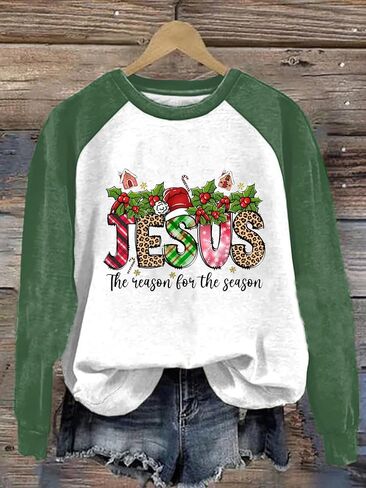 Jesus Is the Reason for the Season Sweatshirts Women Christmas Holiday Graphic Shirts Faith Long Sleeve Pullover Tops in Kuwait