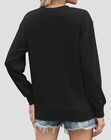 AUSELILY Womens Long Sleeve Sweatshirt Casual Crewneck Plain Pullover Tops with Pockets in Saudi Arabia
