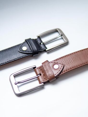 Mens Belt 2 Pack-Genuine Leather Belts for Men-Hand Made with Customizable Fit-Stylish & Durable Dress or Casual Belts in Saudi Arabia