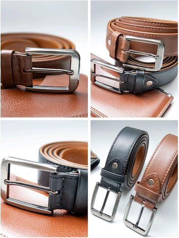 Mens Belt 2 Pack-Genuine Leather Belts for Men-Hand Made with Customizable Fit-Stylish & Durable Dress or Casual Belts in Saudi Arabia