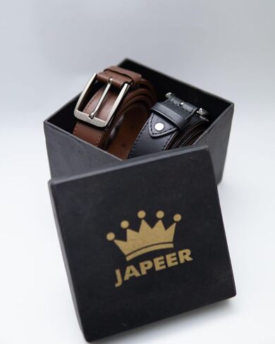 Mens Belt 2 Pack-Genuine Leather Belts for Men-Hand Made with Customizable Fit-Stylish & Durable Dress or Casual Belts in Saudi Arabia