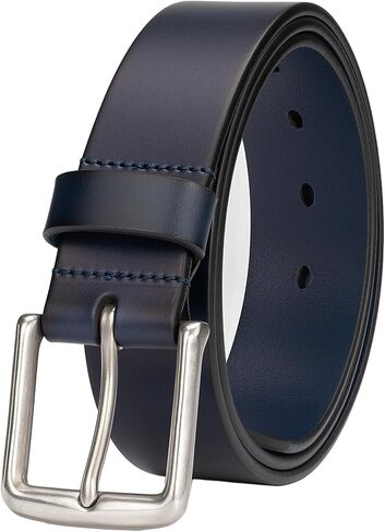 Mens Heavy Duty Full Grain Leather Belt - 1 1/2 Italian Genuine Leather with Sturdy Buckle for Jeans Casual Pants in Kuwait