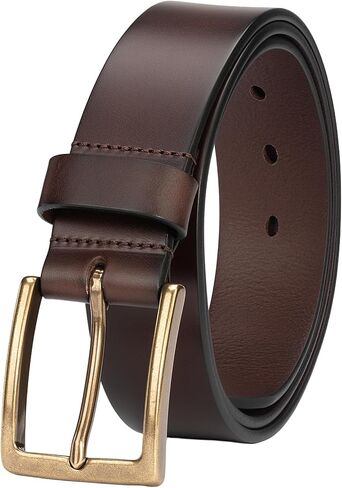 Mens Heavy Duty Full Grain Leather Belt - 1 1/2 Italian Genuine Leather with Sturdy Buckle for Jeans Casual Pants in Kuwait