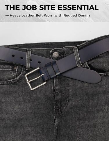 Mens Heavy Duty Full Grain Leather Belt - 1 1/2 Italian Genuine Leather with Sturdy Buckle for Jeans Casual Pants in Kuwait