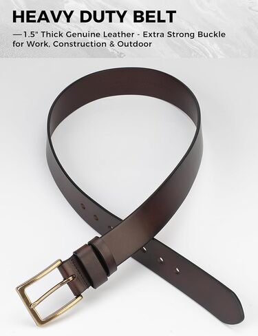 Mens Heavy Duty Full Grain Leather Belt - 1 1/2 Italian Genuine Leather with Sturdy Buckle for Jeans Casual Pants in Kuwait