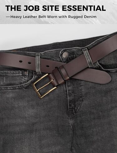 Mens Heavy Duty Full Grain Leather Belt - 1 1/2 Italian Genuine Leather with Sturdy Buckle for Jeans Casual Pants in Kuwait