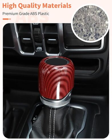 تغطية مقابض SHIFTER SHIFTER GEAR لجيب Wrangler JL/JT Gladiator رباعي العجلات 2018-2025 ، إكسسوارات وحدة التحكم في ألياف الكربون الأحمر. in Kuwait