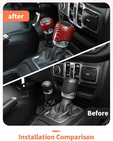 تغطية مقابض SHIFTER SHIFTER GEAR لجيب Wrangler JL/JT Gladiator رباعي العجلات 2018-2025 ، إكسسوارات وحدة التحكم في ألياف الكربون الأحمر. in Kuwait
