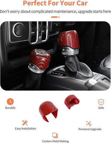 تغطية مقابض SHIFTER SHIFTER GEAR لجيب Wrangler JL/JT Gladiator رباعي العجلات 2018-2025 ، إكسسوارات وحدة التحكم في ألياف الكربون الأحمر. in Kuwait
